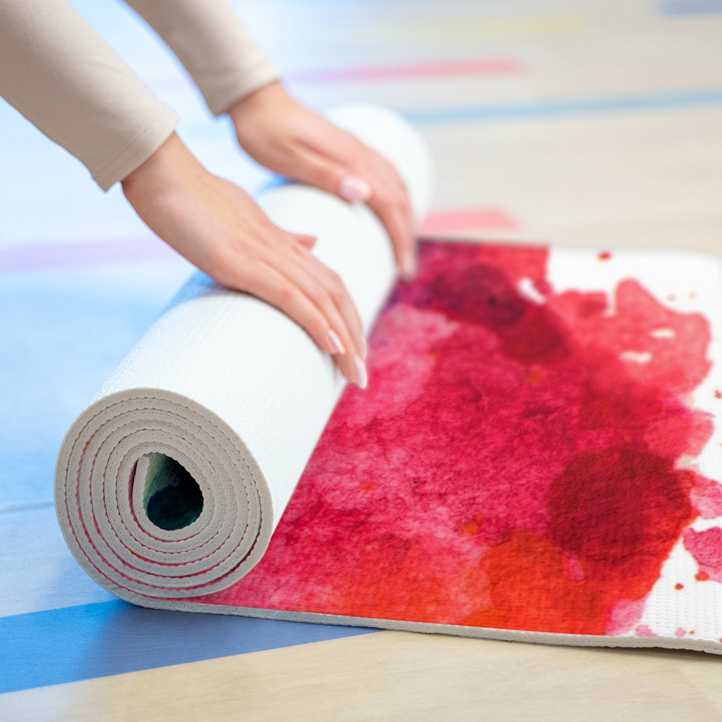 Red & Purple Splotch Foam Yoga Mat