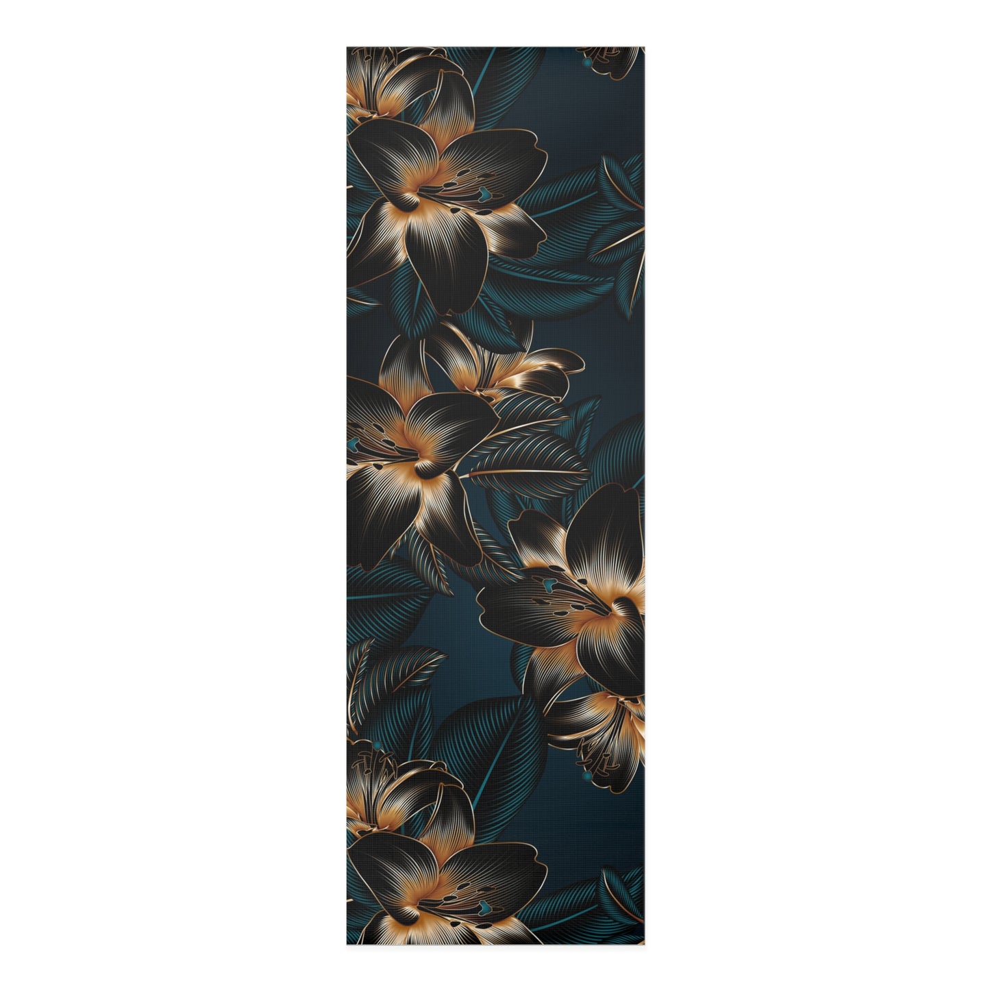 Gold & Black Flowers Foam Yoga Mat