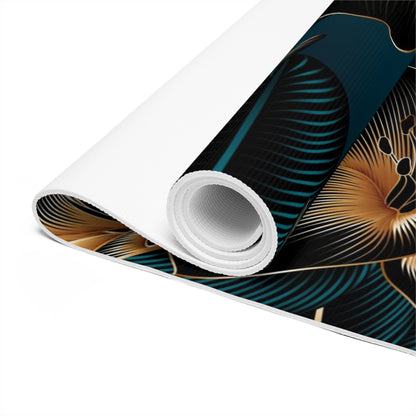 Gold & Black Flowers Foam Yoga Mat