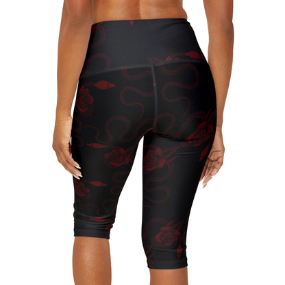 Snake & Roses Yoga Capri Leggings