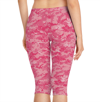 Pink Camo Women's Capri Leggings