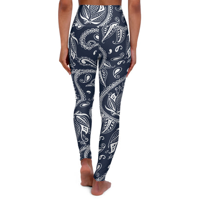 Blue Paisley High Waisted Yoga Leggings