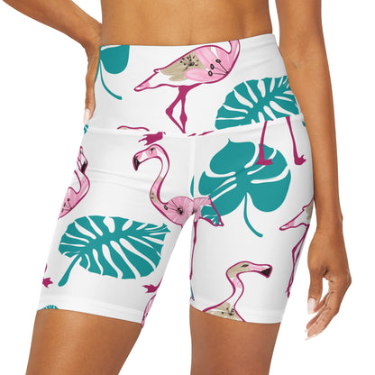 Flamingo High Waisted Yoga Shorts