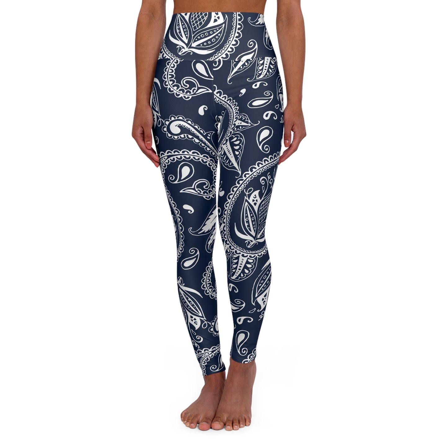 Blue Paisley High Waisted Yoga Leggings