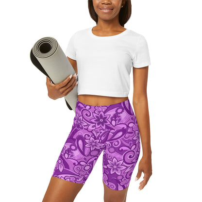 Funky purple High Waisted Yoga Shorts