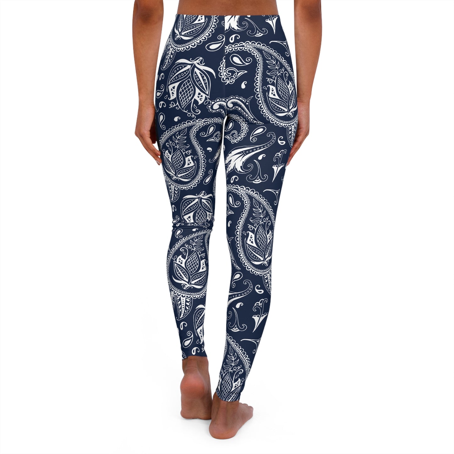 Blue Paisley Small Women's Casual Spandex Leggings