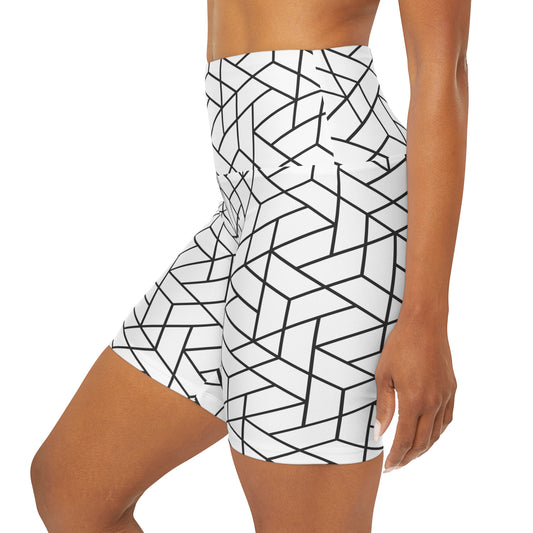 Geometric High Waisted Yoga Shorts