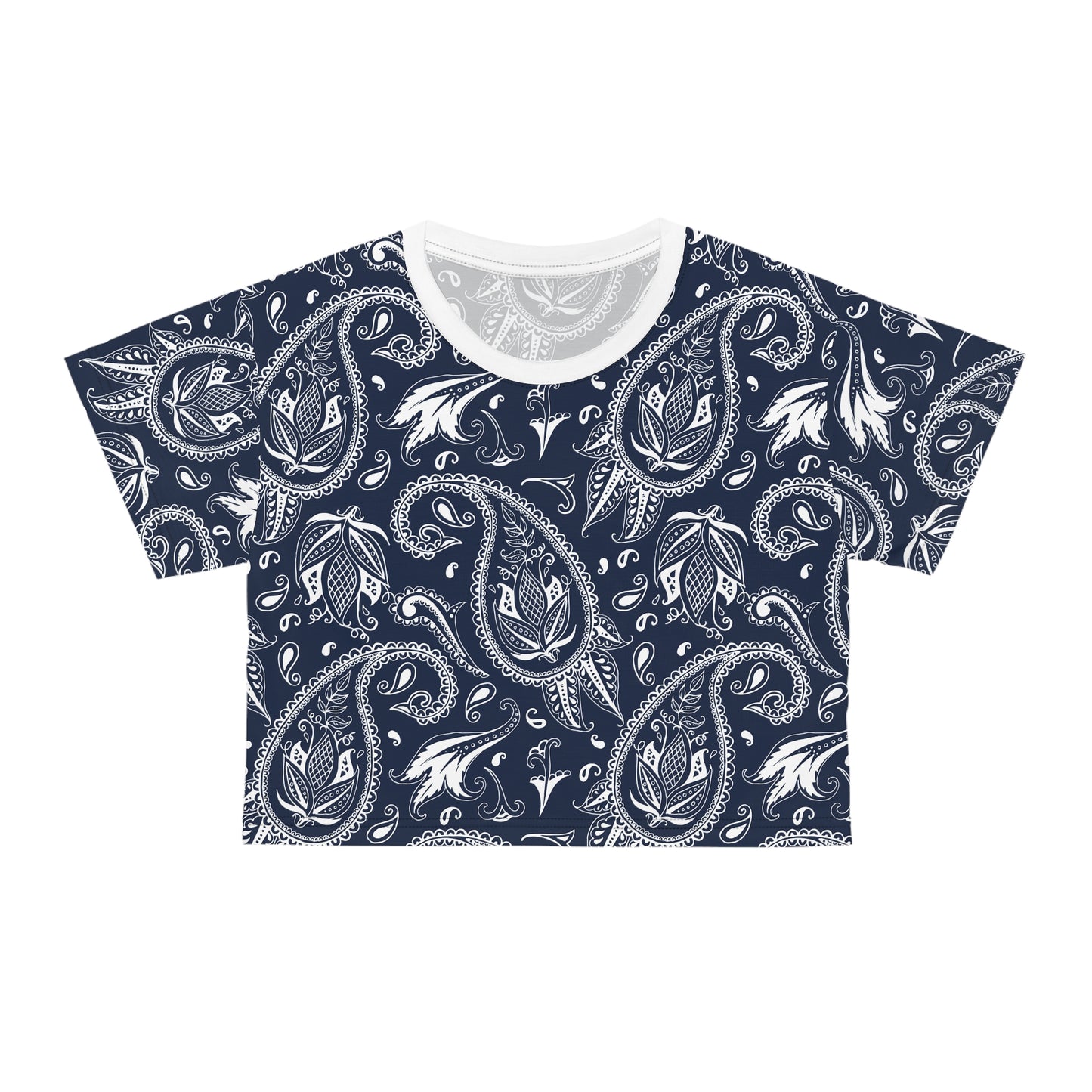 Blue Paisley Crop Tee