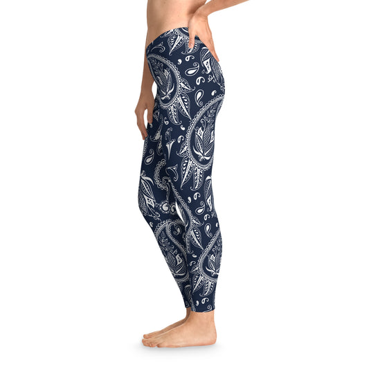 Blue Paisley Stretchy Leggings