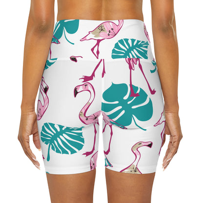 Flamingo High Waisted Yoga Shorts