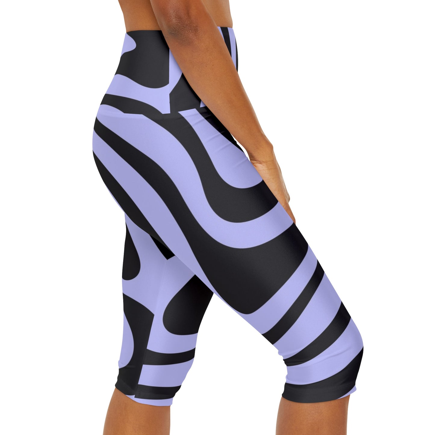 Black & White Swirl Yoga Capri Leggings