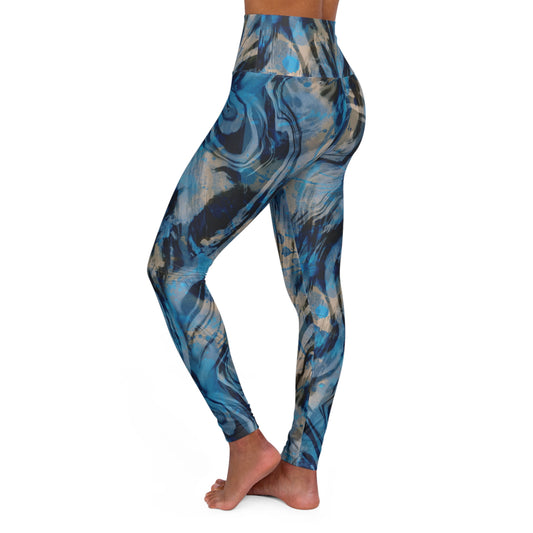 Blue Animal Print High Waisted Yoga Leggings