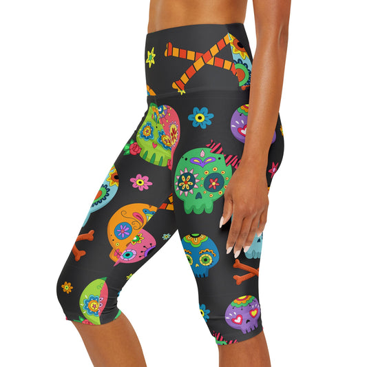 Cute Skulls Yoga Capri Leggings