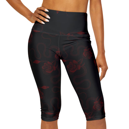 Snake & Roses Yoga Capri Leggings