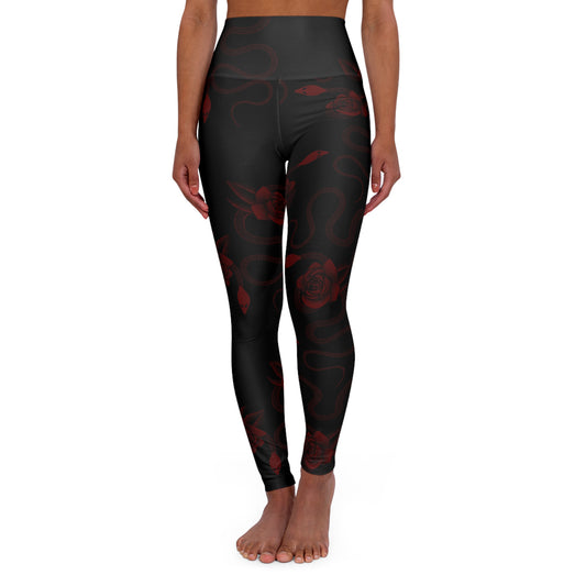 Snake & Roses High Waisted Yoga Leggings