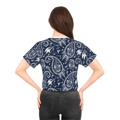 Blue Paisley Crop Tee