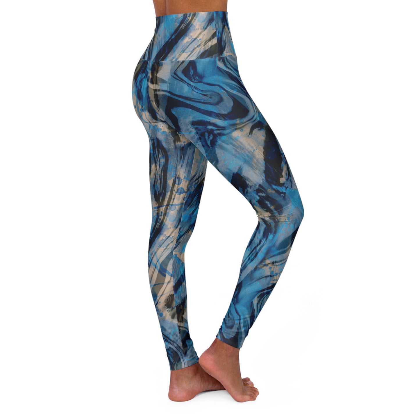 Blue Animal Print High Waisted Yoga Leggings