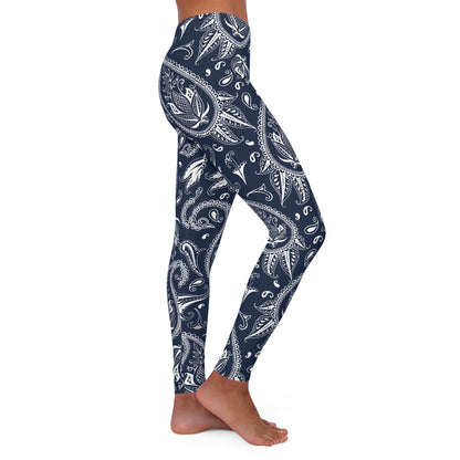 Blue Paisley Small Women's Casual Spandex Leggings