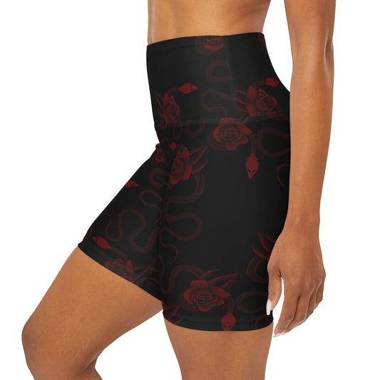 Snakes & Roses High Waisted Yoga Shorts