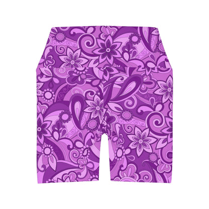 Funky purple High Waisted Yoga Shorts