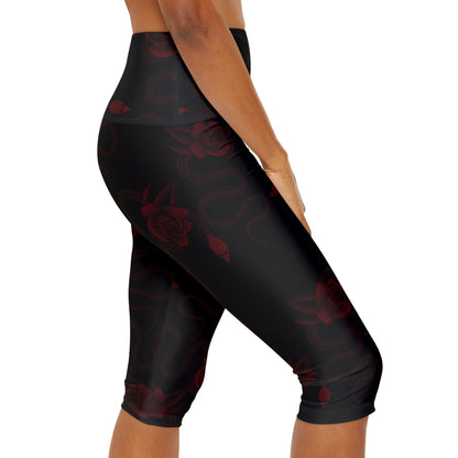 Snake & Roses Yoga Capri Leggings