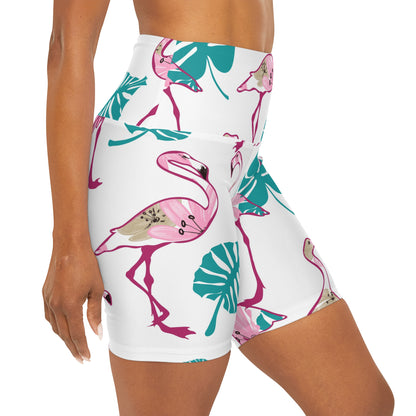 Flamingo High Waisted Yoga Shorts