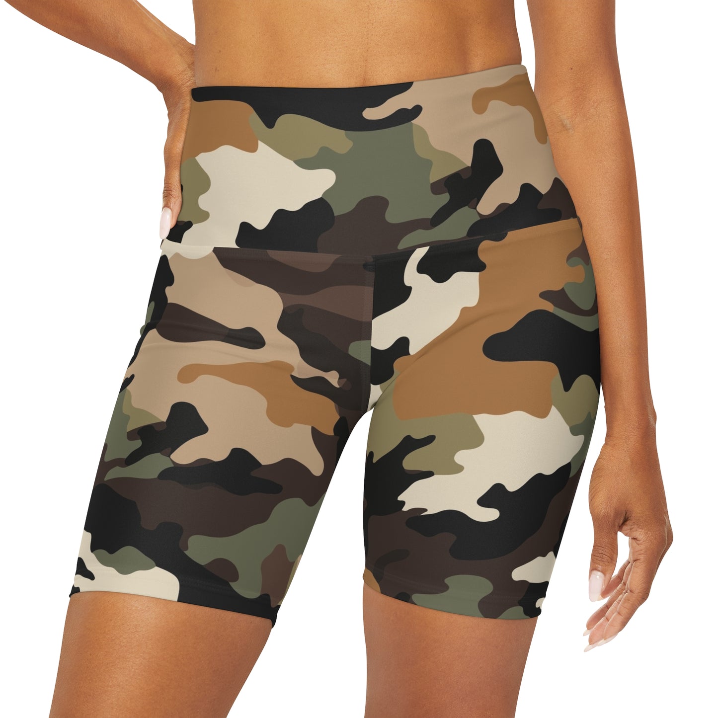 Camo B High Waisted Yoga Shorts