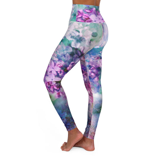 Hydrangea High Waisted Yoga Leggings