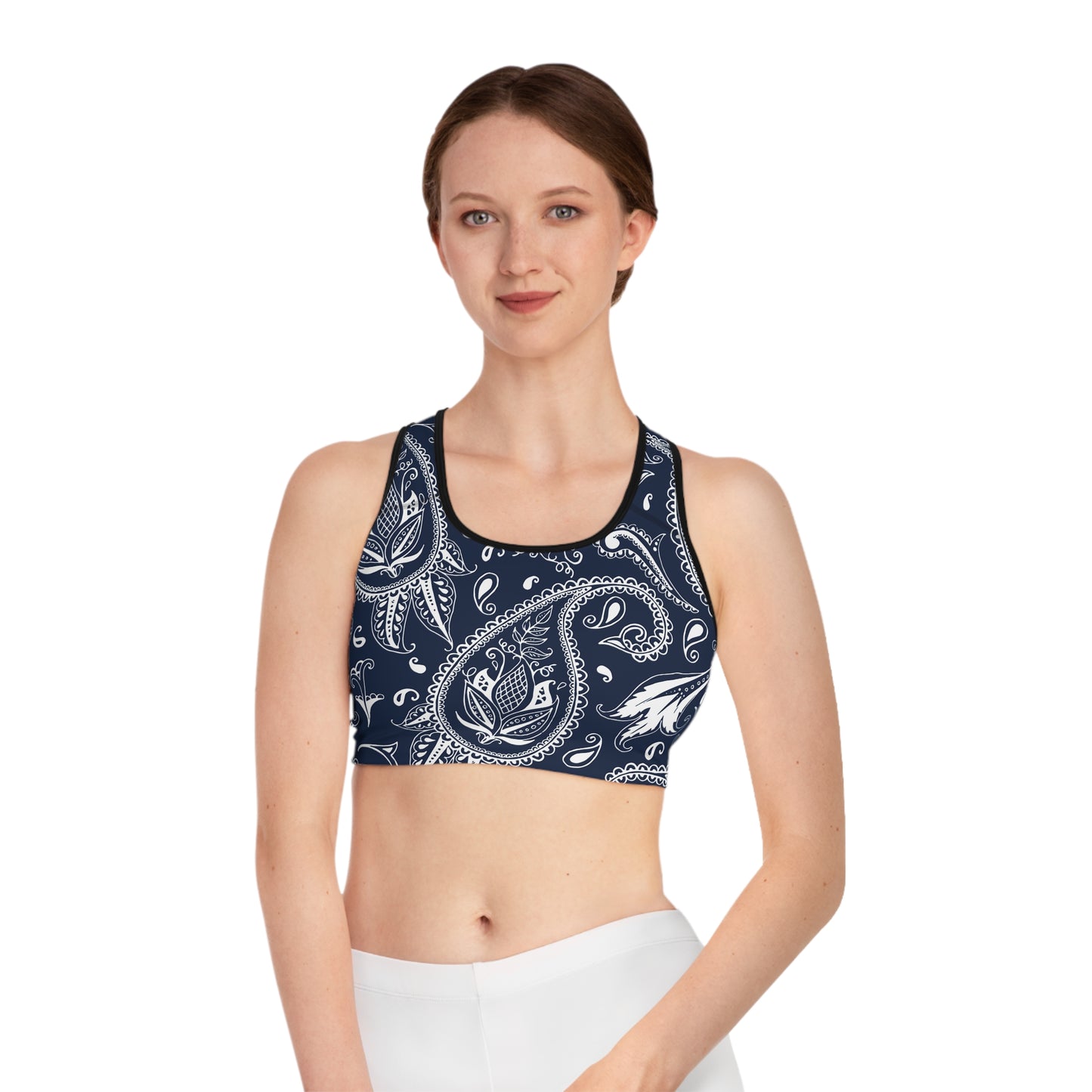 Blue Paisley Sports Bra