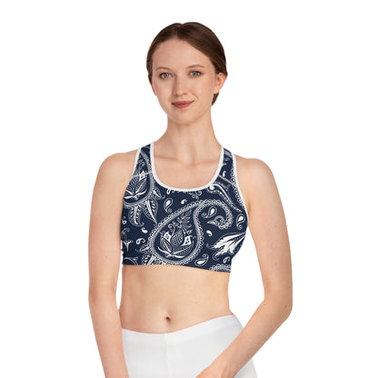 Blue Paisley Sports Bra