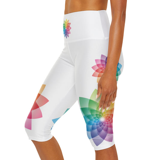 Rainbow Lotus Yoga Capri Leggings