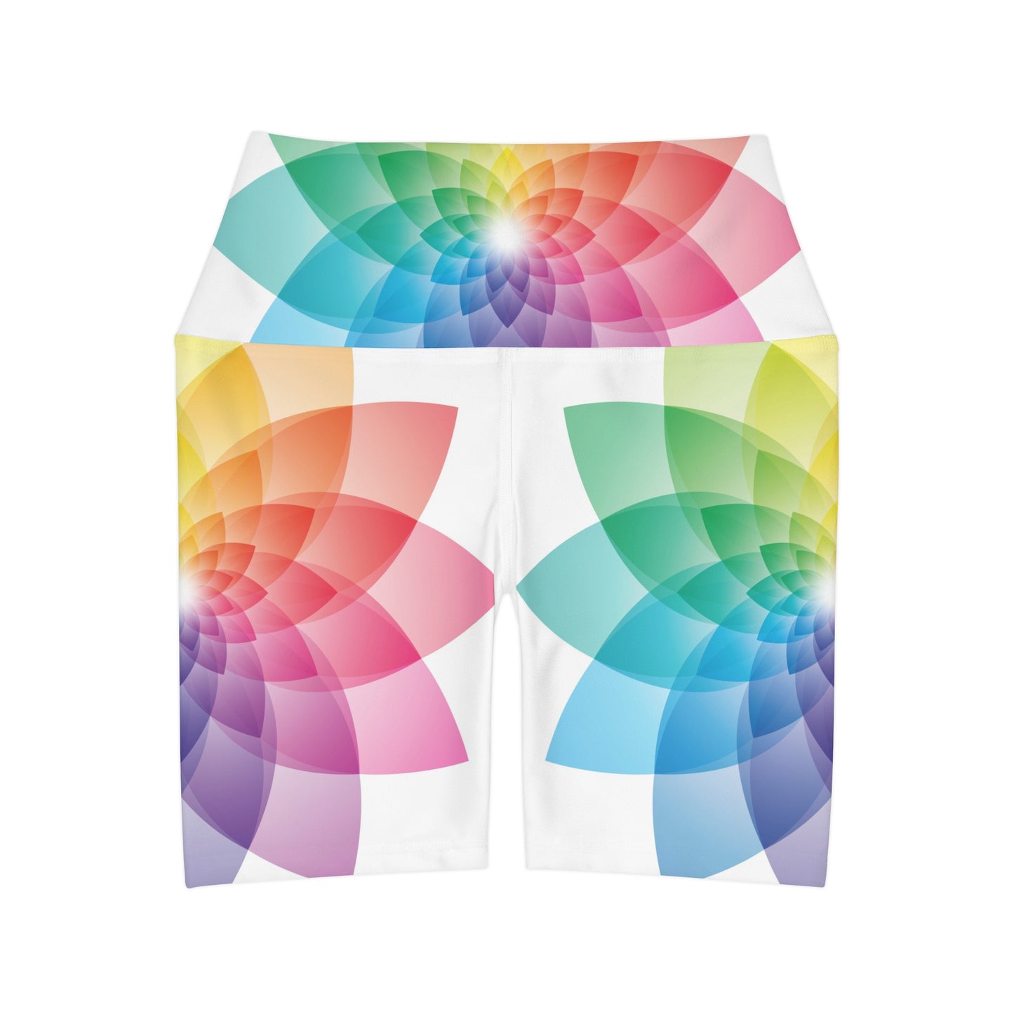 Rainbow Lotus High Waisted Yoga Shorts