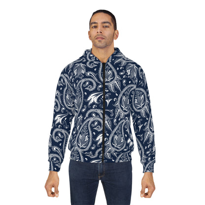 Blue Paisley Unisex Zip Hoodie