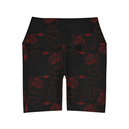 Snakes & Roses High Waisted Yoga Shorts