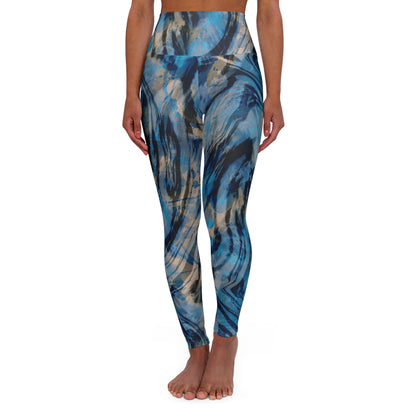 Blue Animal Print High Waisted Yoga Leggings