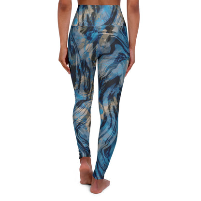 Blue Animal Print High Waisted Yoga Leggings