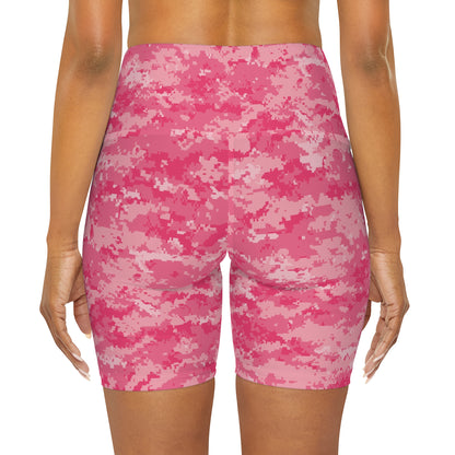 Pink Camo High Waisted Yoga Shorts