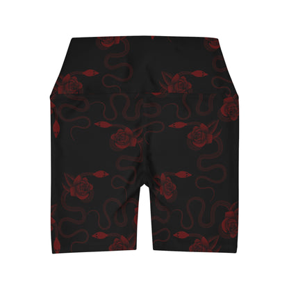 Snakes & Roses High Waisted Yoga Shorts