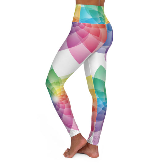 Rainbow Lotus High Waisted Yoga Leggings