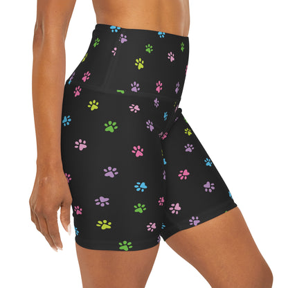 Paw Print High Waisted Yoga Shorts