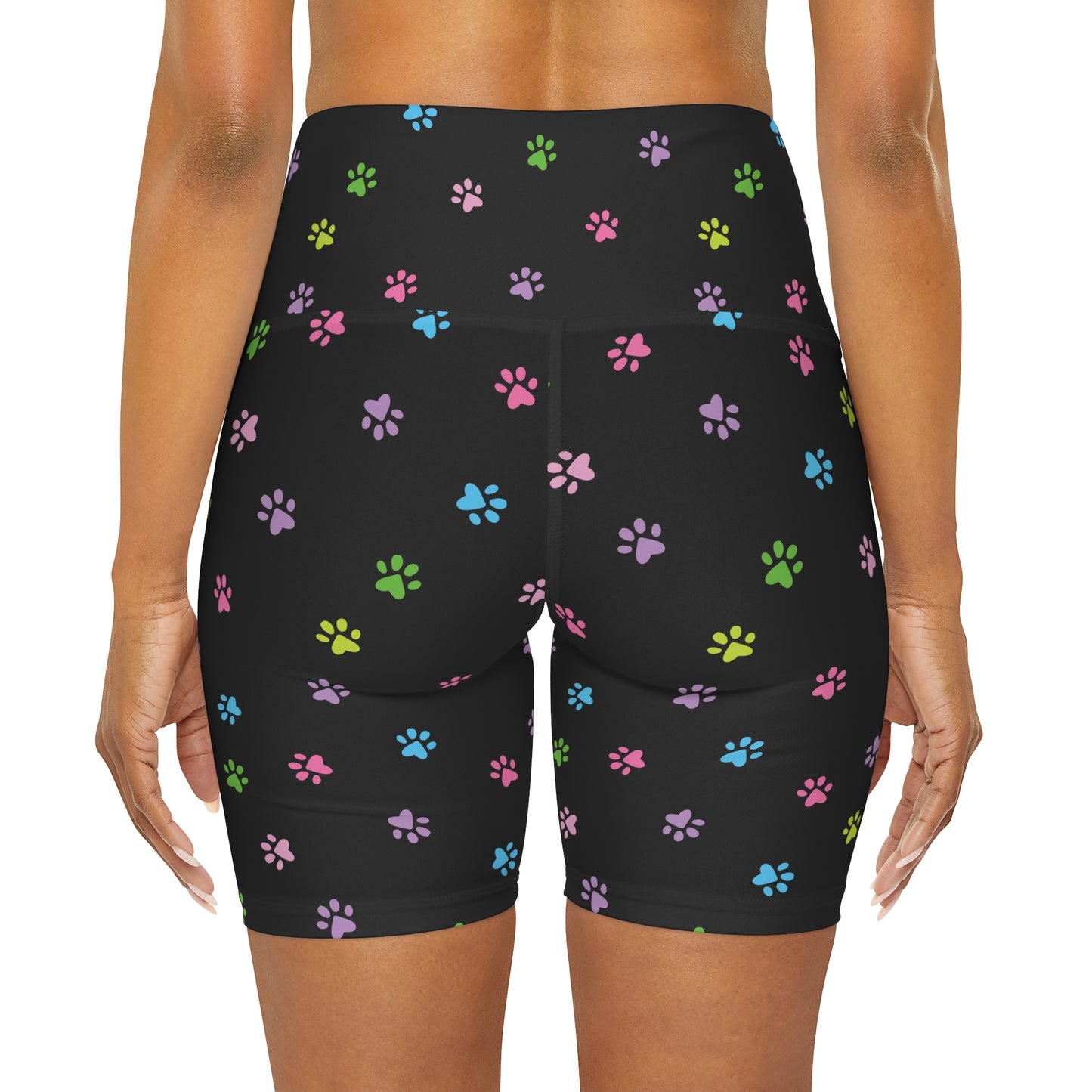 Paw Print High Waisted Yoga Shorts