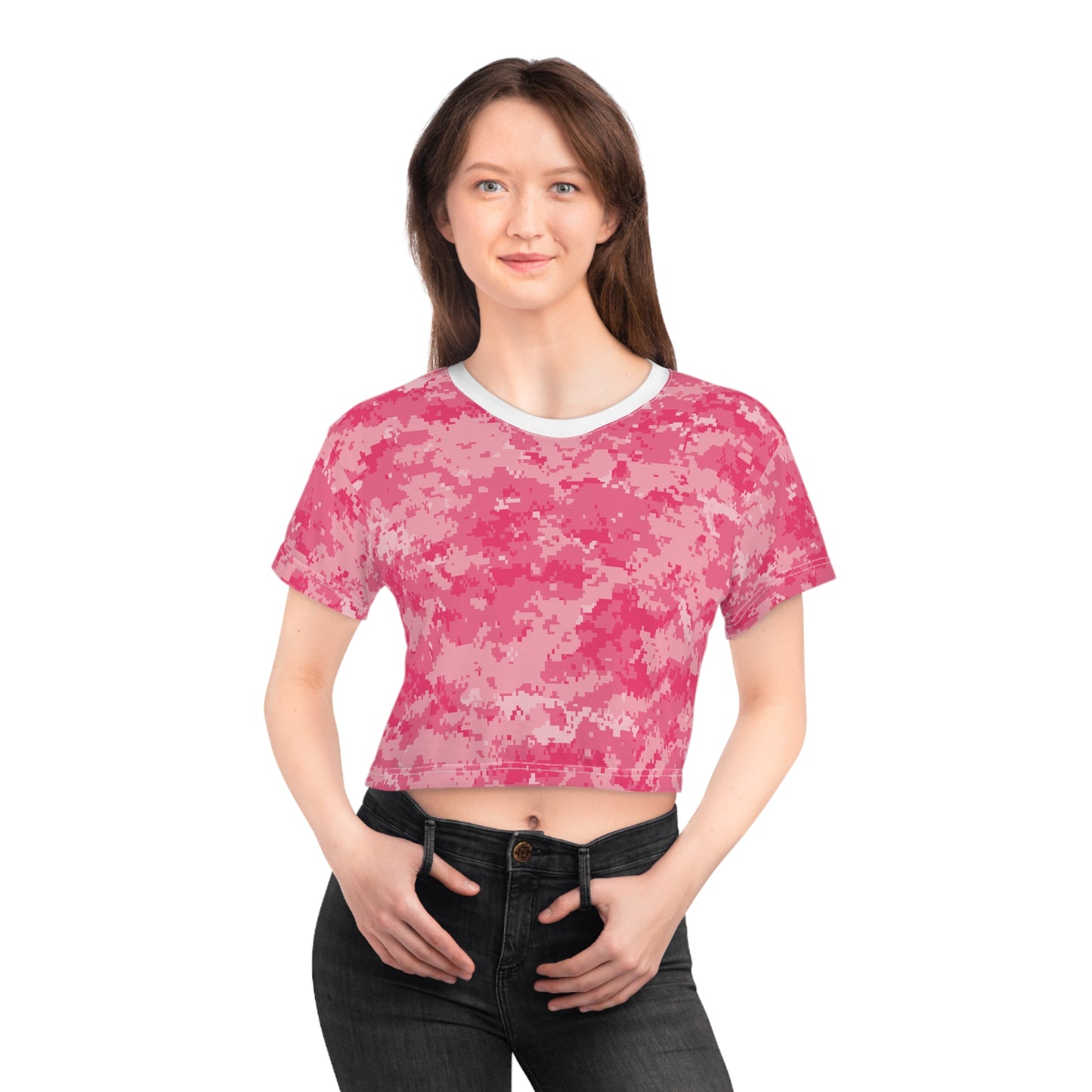 Pink Camo Crop Tee