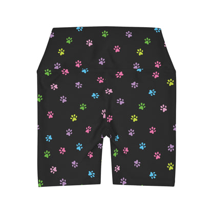 Paw Print High Waisted Yoga Shorts