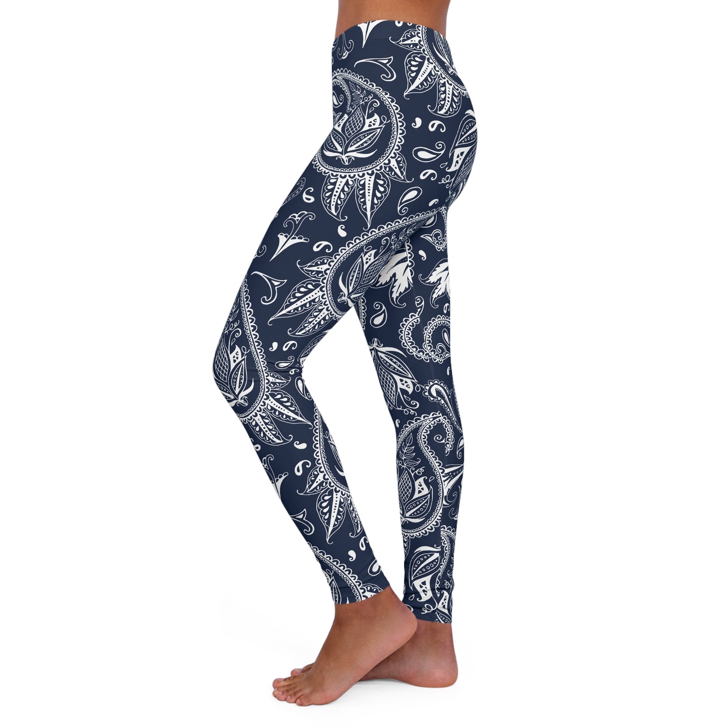 Blue Paisley Small Women's Casual Spandex Leggings