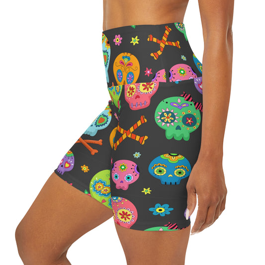 Cute skulls High Waisted Yoga Shorts