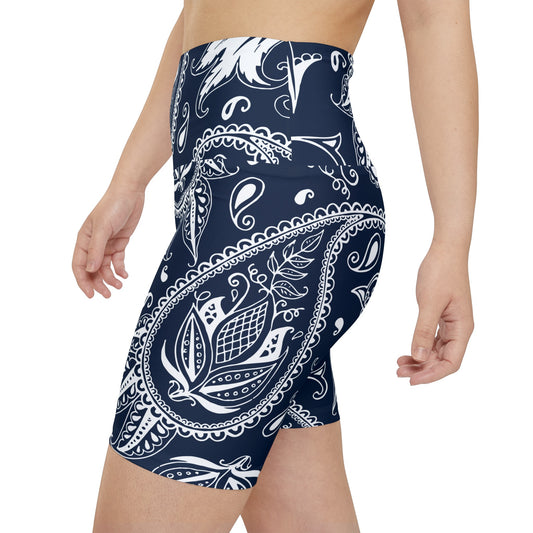 Blue Paisley Women's Workout Shorts