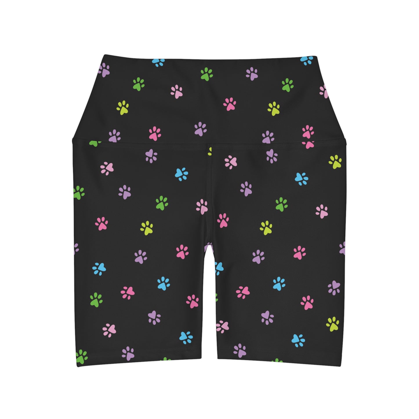 Paw Print High Waisted Yoga Shorts