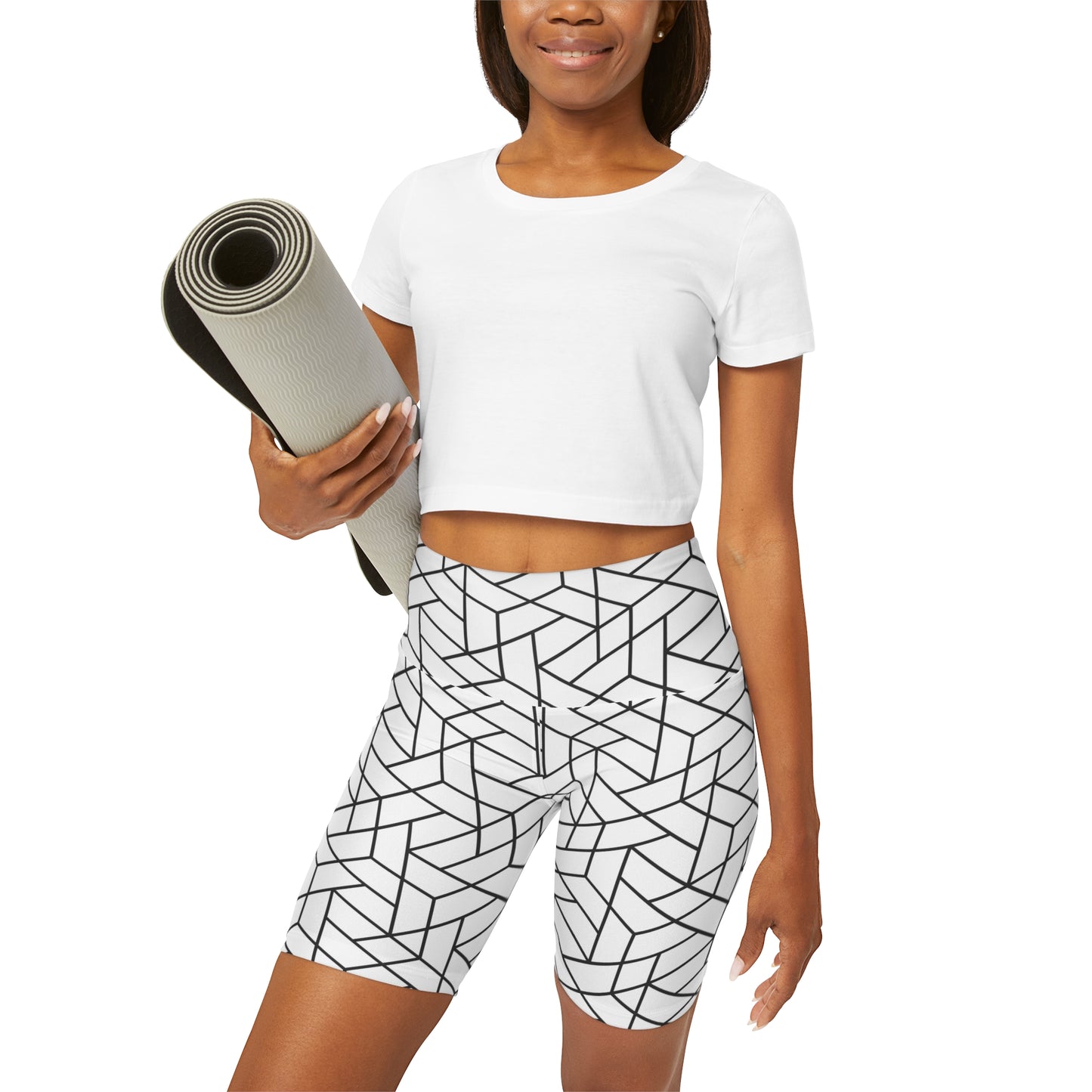 Geometric High Waisted Yoga Shorts
