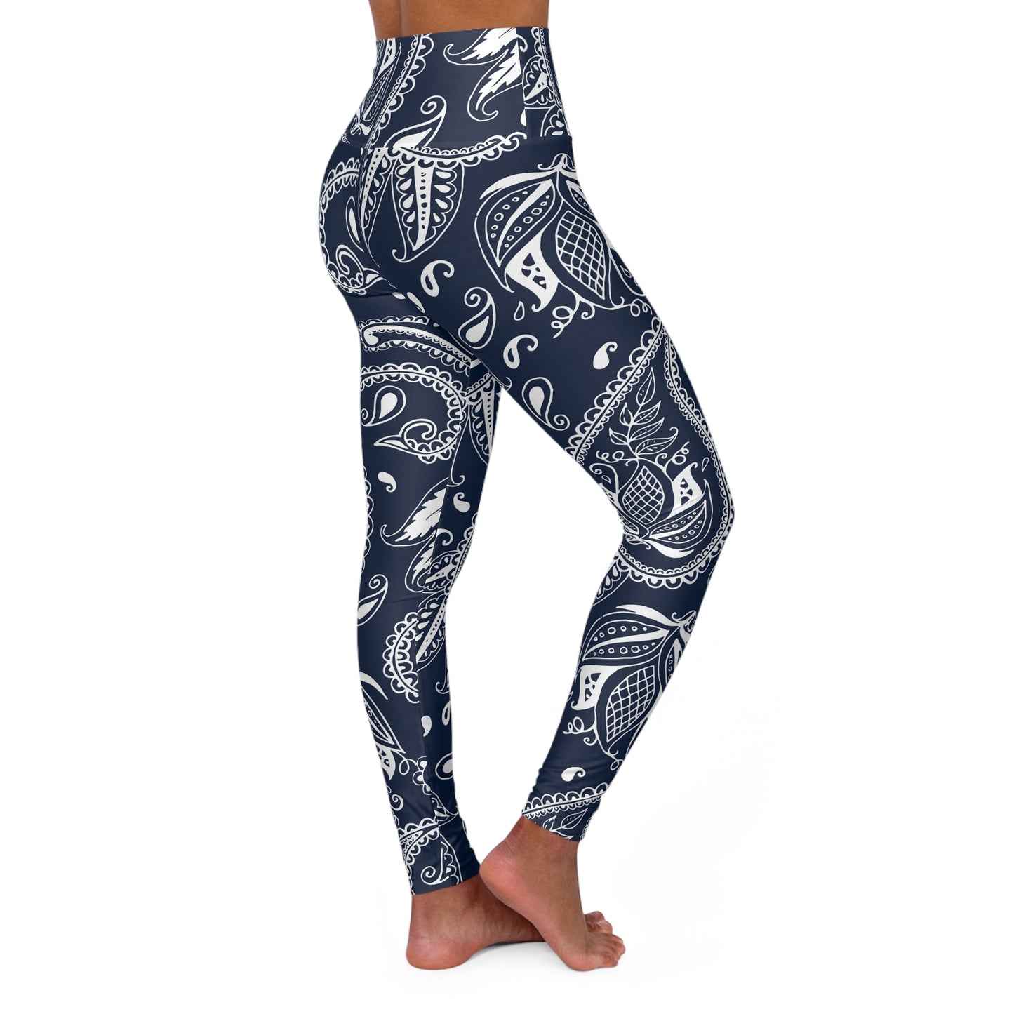 Blue Paisley High Waisted Yoga Leggings