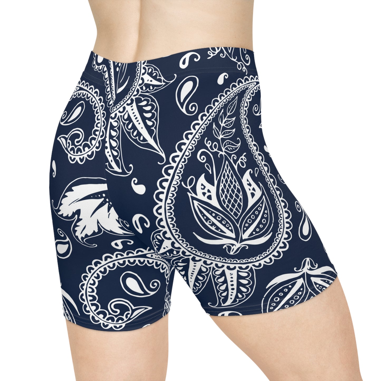 Blue Paisley Women's Biker Shorts